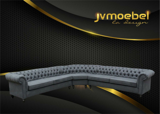 Sofá de esquina Sofá Diseño Chesterfield Sofá Textil Tela Conjunto de salón Conjuntos