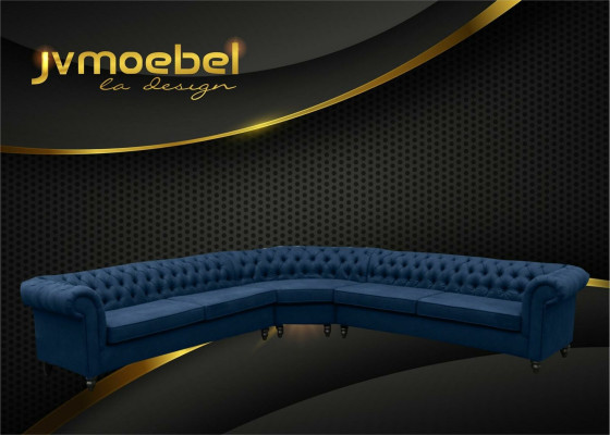 Sofá de esquina Sofá Diseño Chesterfield Sofá Textil Tela Conjunto de salón Conjuntos