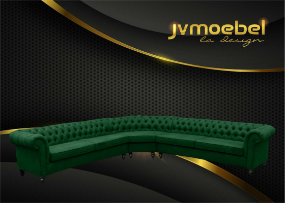 Sofá de esquina Sofá Diseño Chesterfield Sofá Textil Tela Conjunto de salón Conjuntos