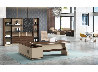 Mobiliario de oficina Escritorio Mesas Mesa del jefe + Archivador Estantería de 2 piezas.