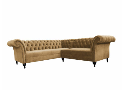 Sofá de esquina Chesterfield Chesterfield Sofá de esquina Sofá de diseñador moderno Sofá de terciopelo de cuero