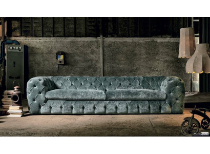 Sofás de diseñador Chesterfield de lujo en cuero y tela XXL, gran sofá.