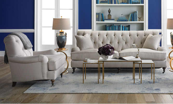 Chesterfield Sofá de lujo Sofá Tapizado Conjunto de tela de asientos 3+1 Sofás