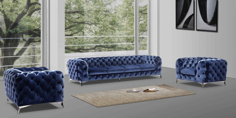 Sofá Chesterfield, sofá acolchado de tela 2+1, diseñado, nuevo, XXL grande.