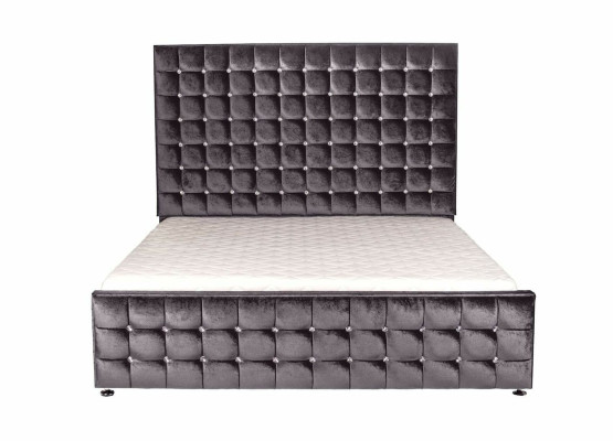 Cama Chesterfield negra de diseñador con cristales de lujo Möbel.