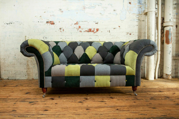 Sofá Chesterfield de diseñador de 2 plazas, sofá tapizado de tela para la sala de estar.
