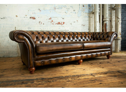 Sofá Chesterfield de 4 plazas para sala de estar, sofá, cojines, sofás tapizados nuevamente XXL grande.