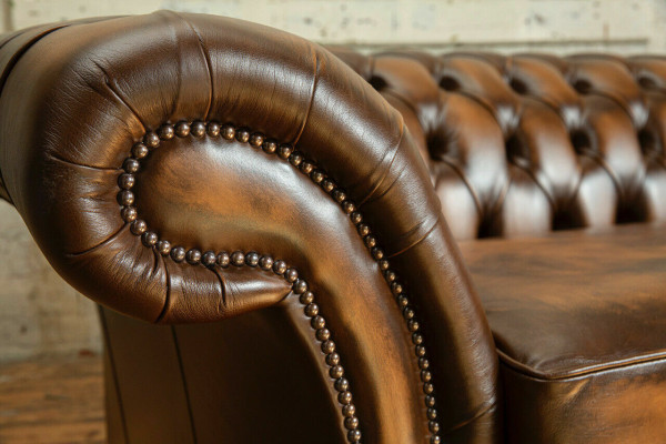 Sofá Chesterfield de 4 plazas para sala de estar, sofá, cojines, sofás tapizados nuevamente XXL grande.