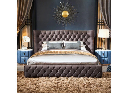Cama Chesterfield marrón dormitorio textil camas de terciopelo grandes camas de hotel
