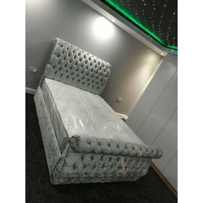 Terciopelo Cama de diseño Chesterfield Clásico marco de cama camas acolchadas nuevo