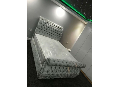 Terciopelo Cama de diseño Chesterfield Clásico marco de cama camas acolchadas nuevo
