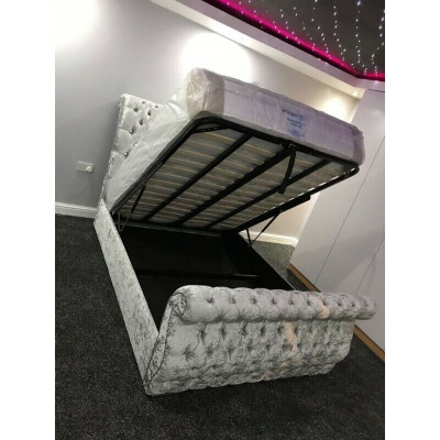 Terciopelo Cama de diseño Chesterfield Clásico marco de cama camas acolchadas nuevo