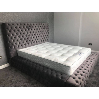 Moderna y elegante cama Chesterfield para dormitorio de estilo textil muebles