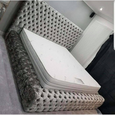 Moderna y elegante cama Chesterfield para dormitorio de estilo textil muebles