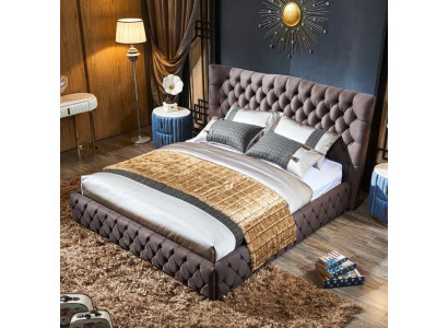Chesterfield Gran Cama con Cabecero Grande Orejero Cama Acolchada Cama Doble