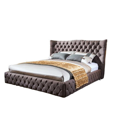 Chesterfield Gran Cama con Cabecero Grande Orejero Cama Acolchada Cama Doble