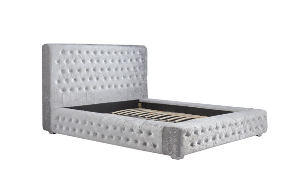 Cama Chesterfield gris con cabecero alto cama doble de diseño