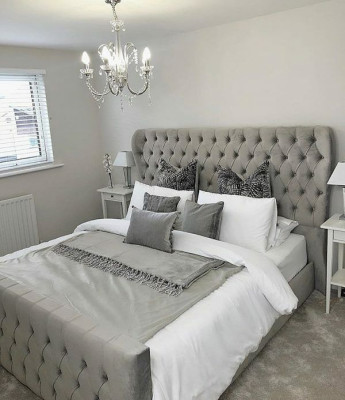 Chesterfield cama de diseñador dormitorio textil de cuero tapizado 140/160/180/200 cm