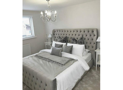 Chesterfield cama de diseñador dormitorio textil de cuero tapizado 140/160/180/200 cm