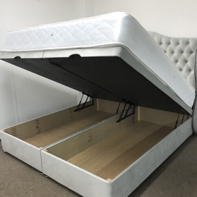 Cama Chesterfield diseño dormitorio inglés Cama 180x200cm tela acolchada