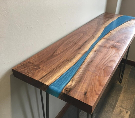 Mesa de consola Aparador Madera real Mesa de diseñador Resina epoxi Cascada Río
