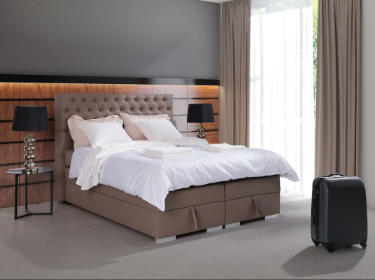 Cama completa boxspring colchón topper hotel camas dobles Chesterfield nuevo.