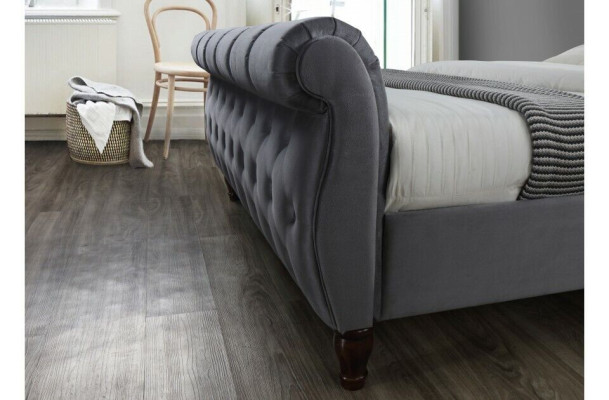 Clásica cama doble de tela de terciopelo, cama doble tapizada para hotel dormitorio 180x200.
