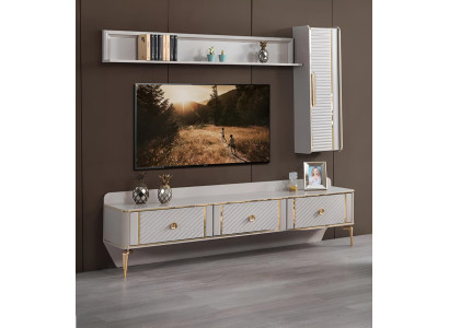 Diseño de sala de estar set 3 piezas armario de pared estante de madera soporte de TV moderno.