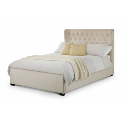 Diseño Chesterfield cama doble cama inglesa de tapicería beige 160/180x200