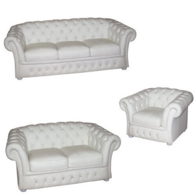 Sofá Chesterfield blanco 3+2+1 ASIENTOS Diseño de tapicería Sofás de diseñador