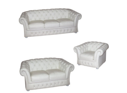 Sofá Chesterfield blanco 3+2+1 ASIENTOS Diseño de tapicería Sofás de diseñador