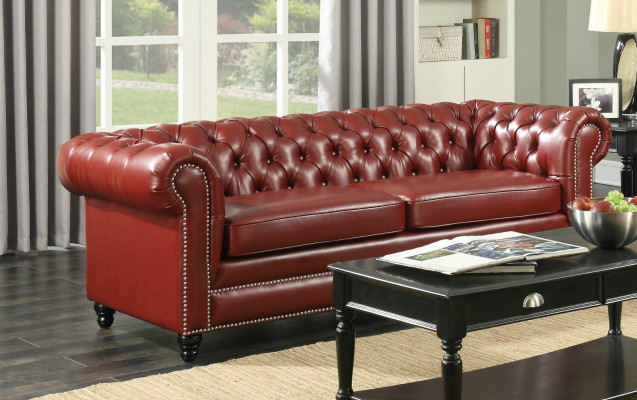 Sofá Chesterfield marrón 3+2 plazas, diseño de tapicería de diseñador.