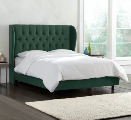 Diseño Chesterfield Cama de Terciopelo de Lujo Textil Dormitorio Doble 160x200cm
