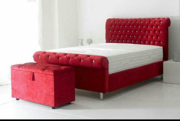 Chesterfield Hotel Cama doble de cuero Dormitorio Tapizado Camas de lujo 200x200cm