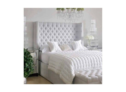 Diseño de cama Chesterfield en dormitorio de tela de cuero de terciopelo con hotel cama acolchada.