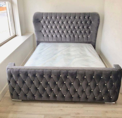 Chesterfield Hotel Cama de Cuero Doble Dormitorio Tapizado de Lujo Camas 160x200cm