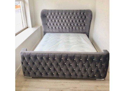 Chesterfield Hotel Cama de Cuero Doble Dormitorio Tapizado de Lujo Camas 160x200cm