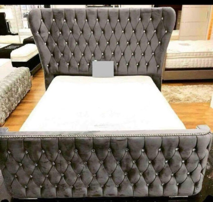 Chesterfield Hotel Cama doble de cuero Dormitorio Acolchado Camas de lujo 200x200