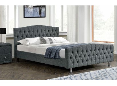 Diseñador de dormitorio Chesterfield Cama doble gris Camas de lujo