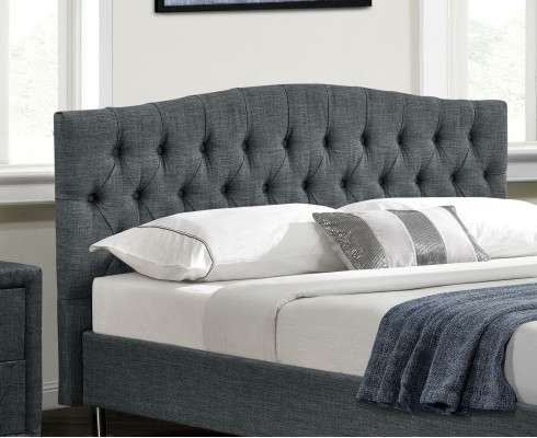 Diseñador de dormitorio Chesterfield Cama doble gris Camas de lujo