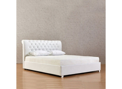 Cama de diseñador Chesterfield para dormitorio tapizada en cuero artificial 140/160/180/200 cm