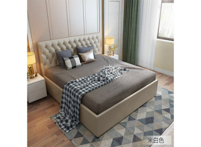 Cama de diseñador Chesterfield para dormitorio, tapizado de cuero artificial, 140/160/180/200 cm.