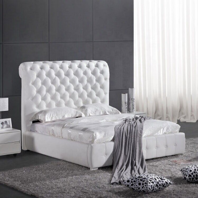 Chesterfield hecho a medida, color seleccionable, cama doble, camas lila, marrón, beige.