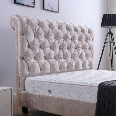 Moderna cama Chesterfield beige cama doble de diseñador muebles de lujo.