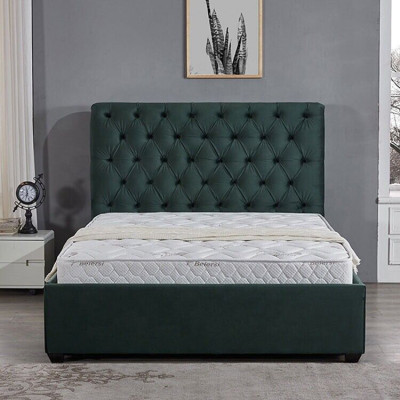 Moderna cama doble Chesterfield verde de diseño camas de lujo.