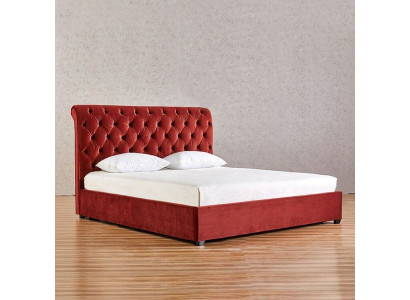 Habitación real roja Dormitorio Chesterfield Cama doble Camas tapizadas Diseño de lujo