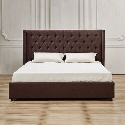Dormitorio Cama 200x200cm Camas tapizadas Chesterfield Tela Textil