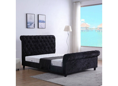 Negro dormitorio cama Chesterfield Cama dormitorio noble