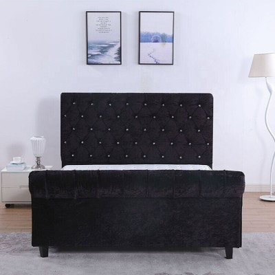 Negro dormitorio cama Chesterfield Cama dormitorio noble