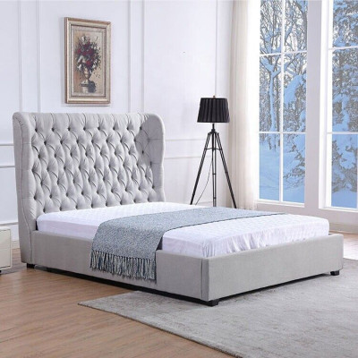Cama Chesterfield Cama tapizada de lujo Diseño de dormitorio Camas de diseño Textil Cuero Nuevo